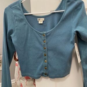 Long sleeve button front billabong top